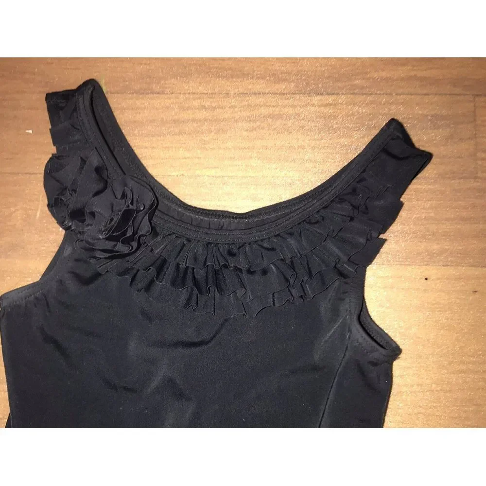 Capezio Little Stars Rosette Ruffled Dance Leotard Child MC BLACK MEDIUM 6X/7‎